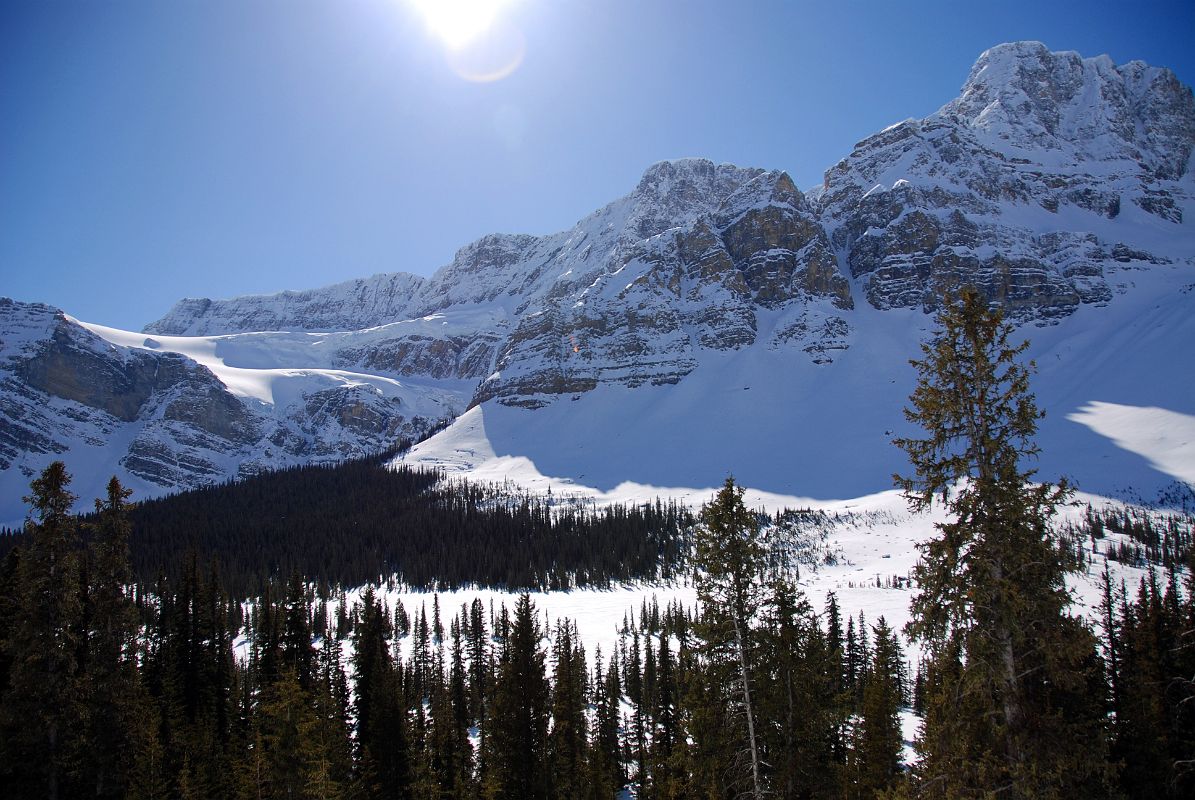 36 Crowfoot Mountain and Glacier From Viewpoint On Icefields Parkway